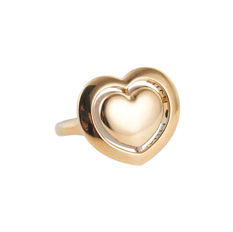 Mimi Milano White Quartzite Gold Flip Top Heart Ring