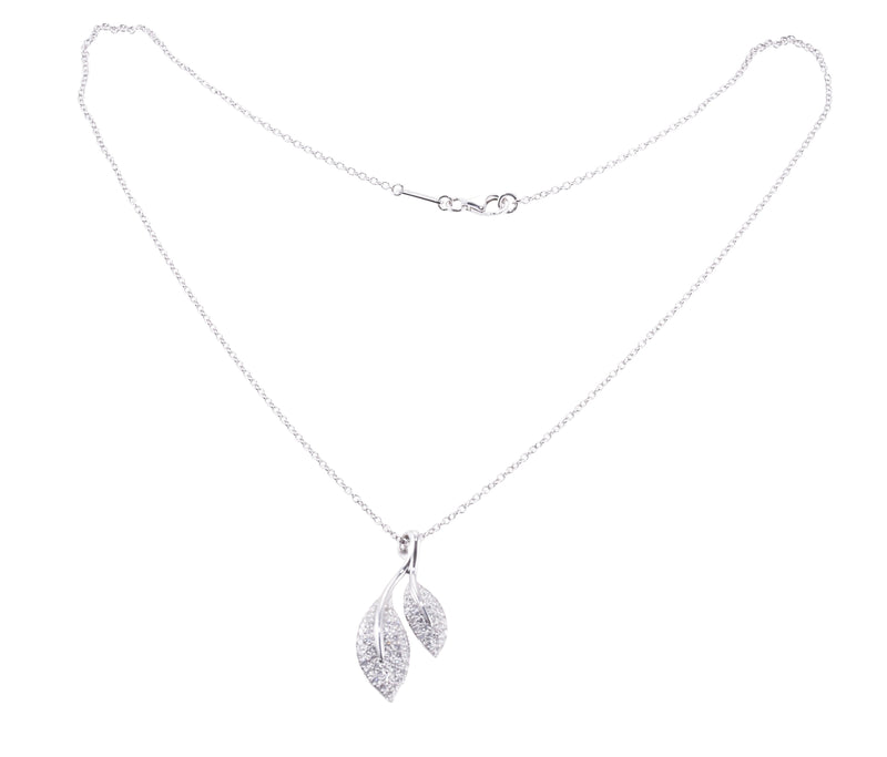 Mimi Milano Foglia Diamond Gold Leaf Pendant Necklace