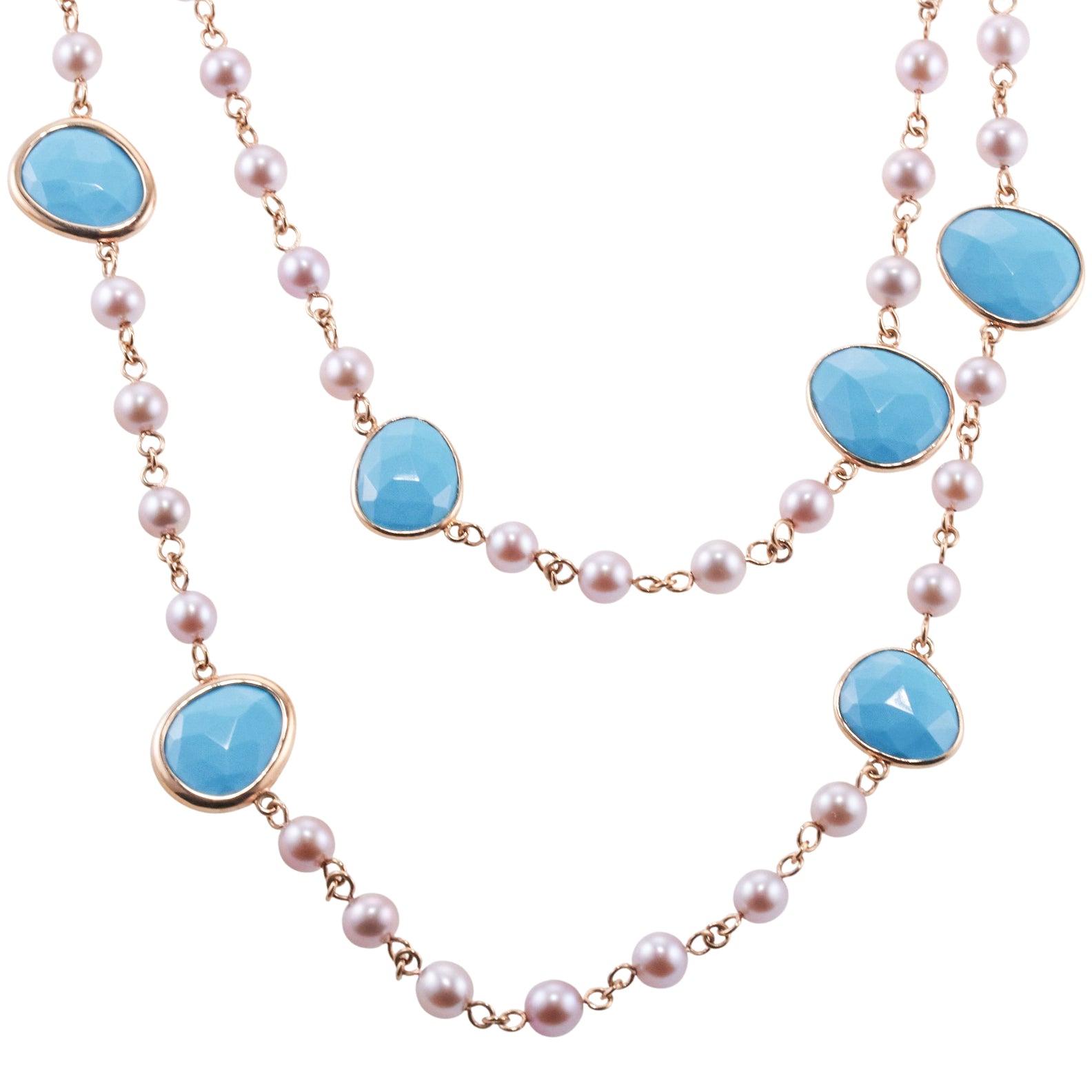 Mimi Milano Talita Turquoise Pearl Gold Necklace