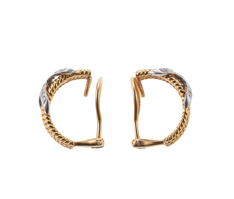 Tiffany & Co Schlumberger Diamond Platinum Gold X Six Row Rope Earrings