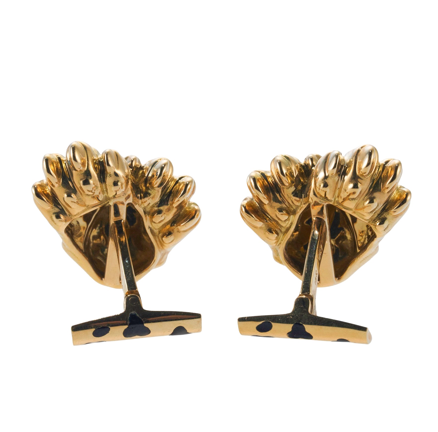 David Webb Enamel Gold Leopard Claw Cufflinks