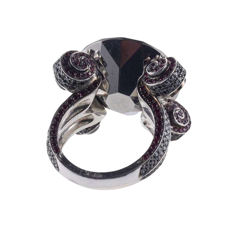 Chopard Black Diamond Ruby Gold Cocktail Ring