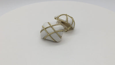 Seaman Schepps White Coral Gold Cage Earrings