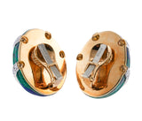 David Webb Gold Platinum Diamond Azurmalachite Earrings