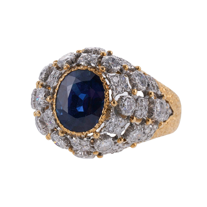 Buccellati 18k Gold Diamond Sapphire Cocktail Ring