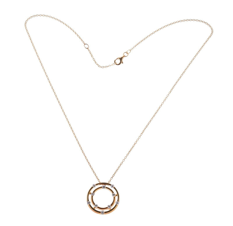 Roberto Coin Gold Diamond Double Circle Pendant Necklace