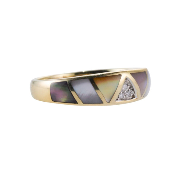 Asch Grossbardt MOP Inlay Diamond Gold Ring