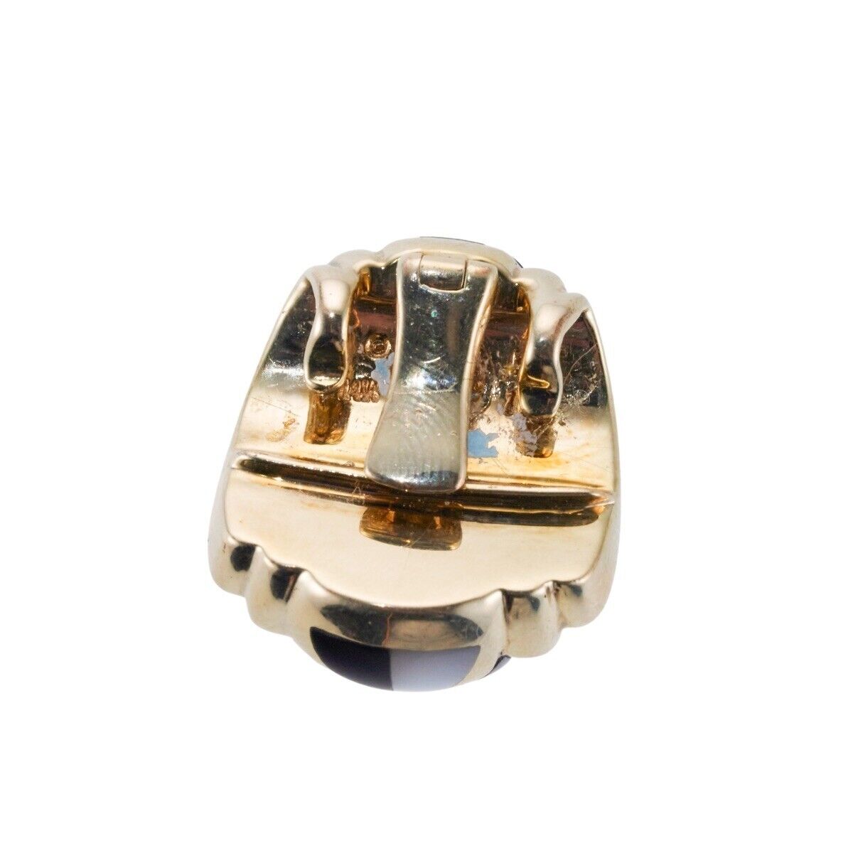 Asch Grossbardt Onyx MOP Inlay Diamond Pearl Gold Pendant