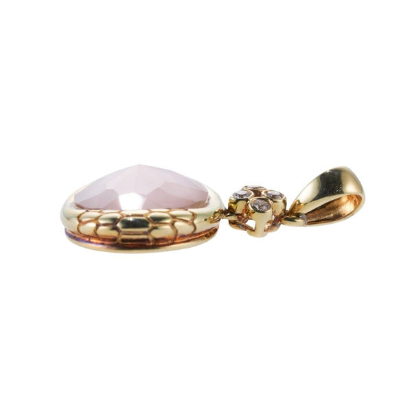 Asch Grossbardt Pink Opal Crystal Diamond Gold Pendant