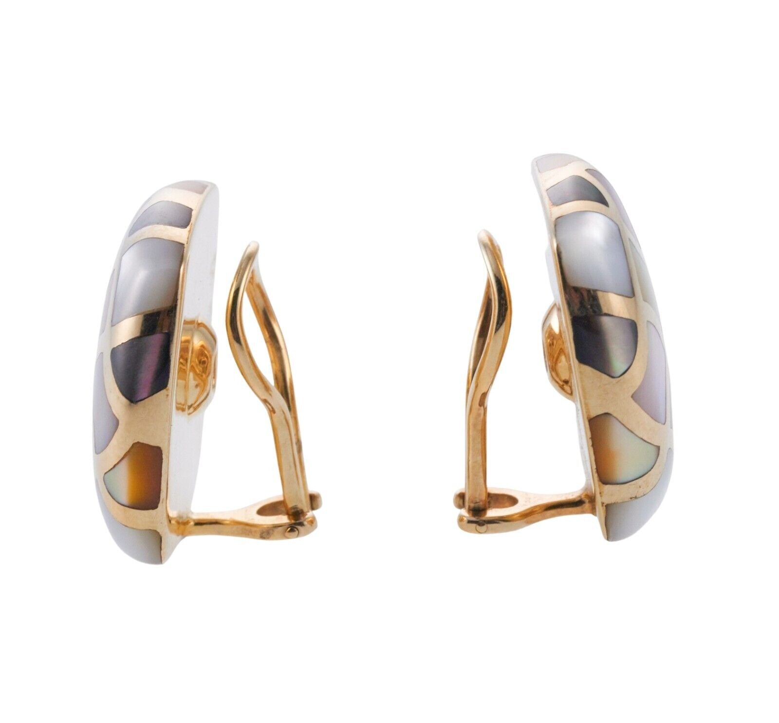 Asch Grossbardt MOP Inlay Gold Earrings