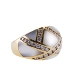 Asch Grossbardt Inlay Mother of Pearl Diamond Gold Dome Ring
