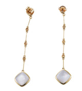 Asch Grossbardt MOP Turquoise Inlay Diamond Gold Long Earrings