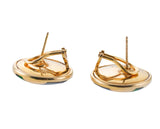 Asch Grossbardt MOP Onyx Gemstone Inlay Diamond Gold Earrings