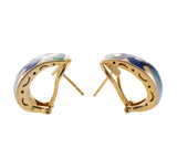 Asch Grossbardt MOP Malachite Onyx Lapis Inlay Diamond Gold Earrings