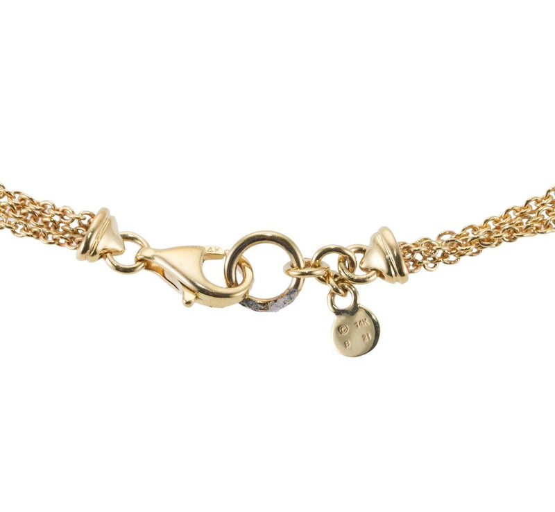 Asch Grossbardt Inlay Gemstone Pearl Peridot Gold Necklace
