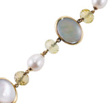 Asch Grossbardt Inlay Gemstone Peridot Pearl Gold Bracelet
