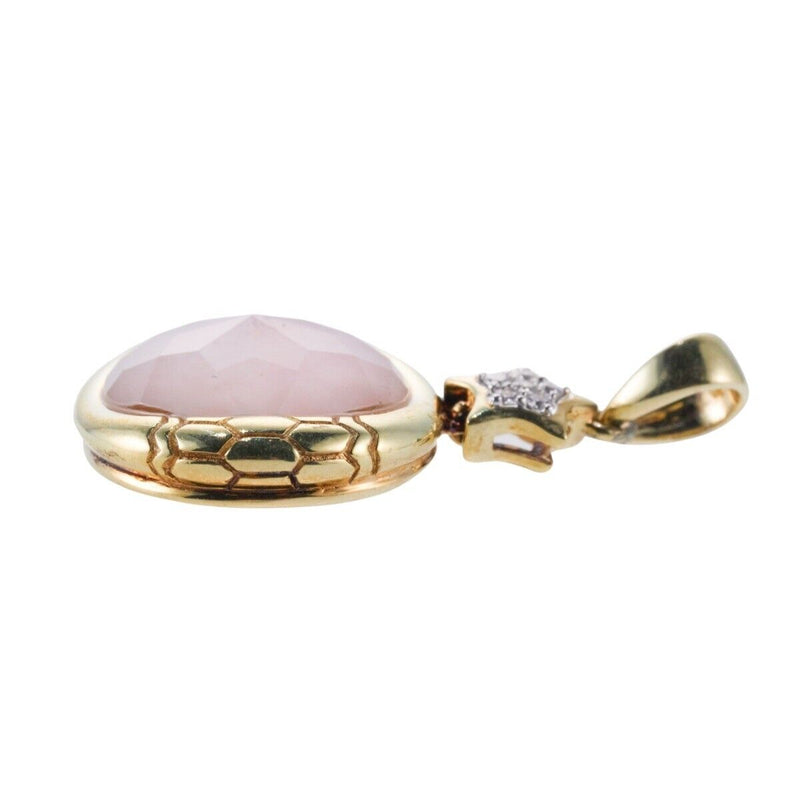 Asch Grossbardt Pink Opal Crystal Diamond Gold Pendant