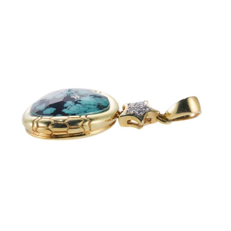 Asch Grossbardt Turquoise Crystal Diamond Gold Pendant