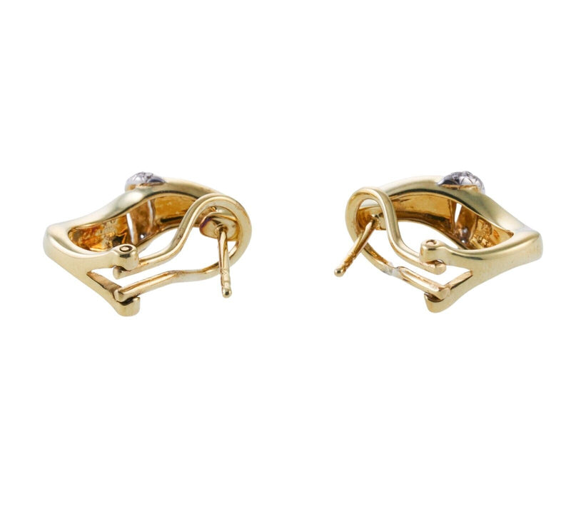 Asch Grossbardt MOP Inlay Diamond Gold Wave Earrings