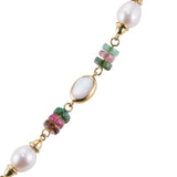 Asch Grossbardt Inlay Gemstone Pearl Tourmaline Citrine Pendant Gold Necklace