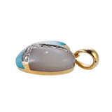 Asch Grossbardt Inlay Turquoise MOP Diamond Gold Heart Pendant
