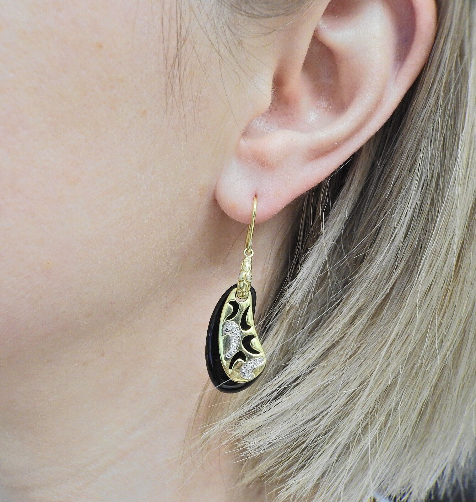 Asch Grossbardt Onyx Diamond Gold Earrings
