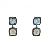 Modern Gold Black Diamond Gemstone Earrings