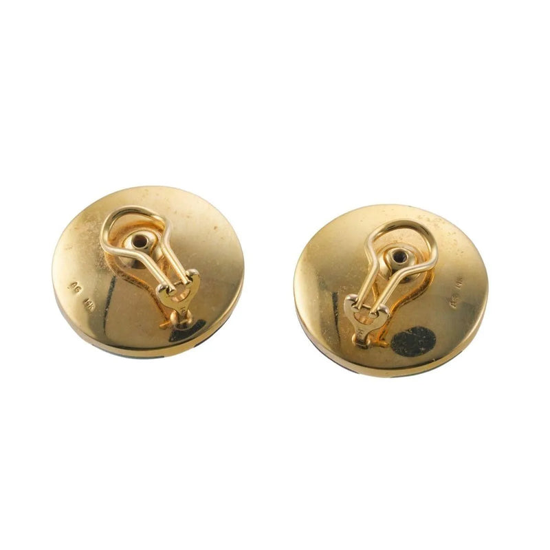Large Asch Grossbardt 14k Gold Inlay Gemstone Earrings