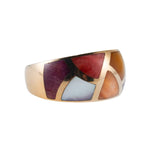 Asch Grossbardt MOP Coral Inlay Gold Ring