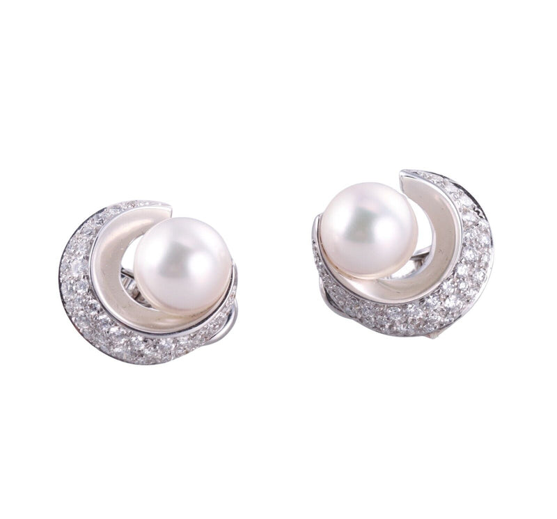 Mikimoto South Sea Pearl Diamond Gold Earrings