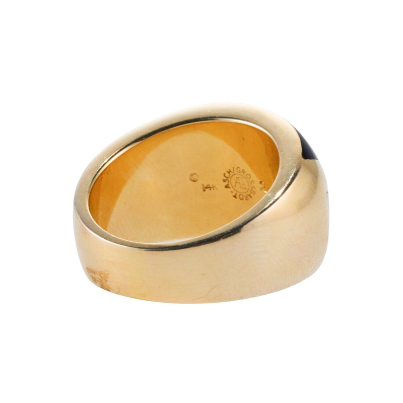 Asch Grossbardt MOP Onyx Inlay Gold Ring