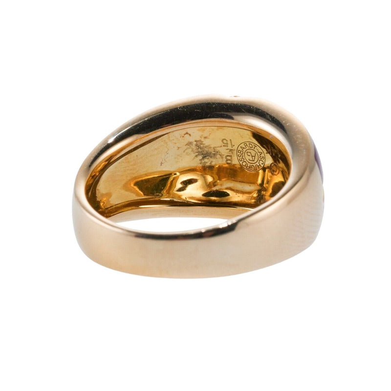 Asch Grossbardt MOP Coral Gemstone Inlay Gold Ring