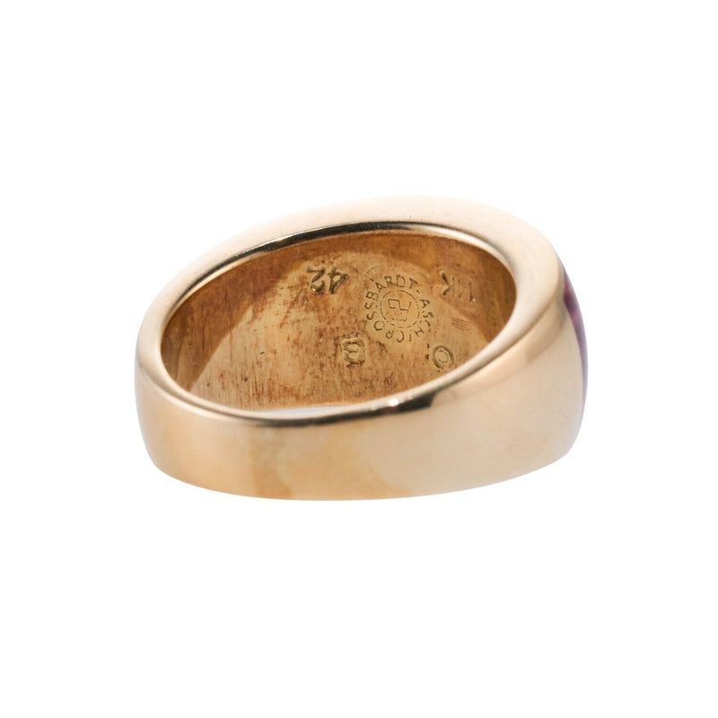 Asch Grossbardt MOP Coral Inlay Gold Ring