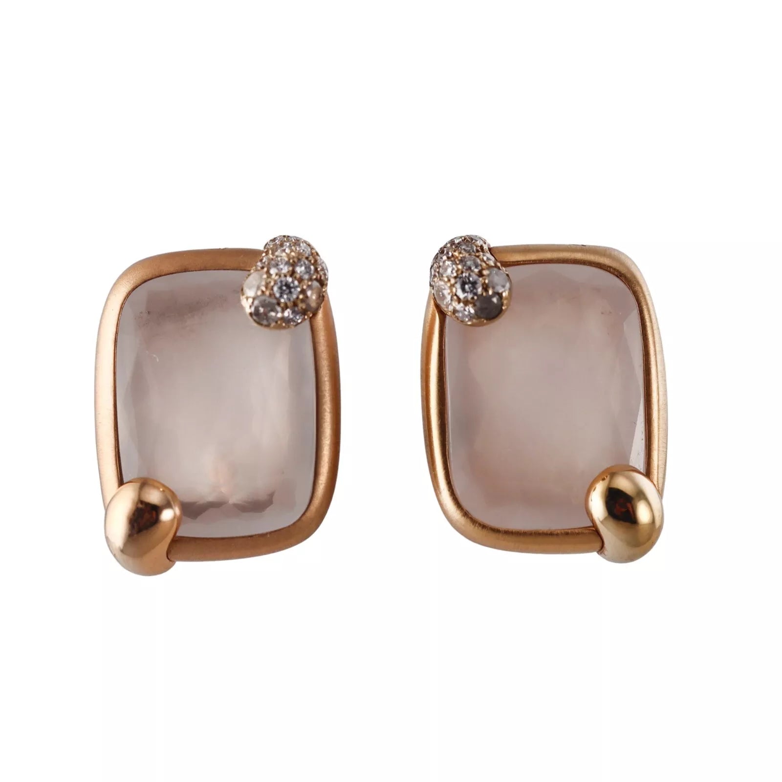 Pomellato Ritratto Gold Quartz Diamond Earrings