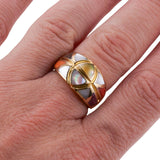 Asch Grossbardt MOP Coral Gemstone Inlay Gold Ring
