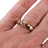 Asch Grossbardt MOP Gemstone Inlay Diamond Gold Ring