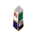 Asch Grossbardt Inlay Gemstone Diamond Gold Pendant