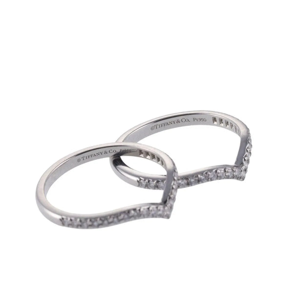 Tiffany & Co Soleste Platinum Setting V Gold Diamond Stackable Ring Set of 5