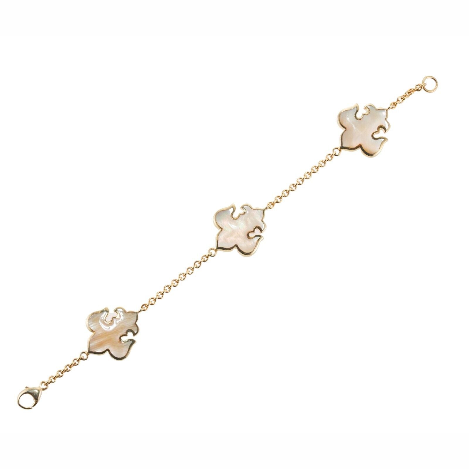 Asch Grossbardt Inlay Mother of Pearl Fleur de Lis Gold Bracelet