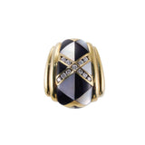 Asch Grossbardt Onyx MOP Inlay Diamond Pearl Gold Pendant