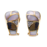 Asch Grossbardt MOP Inlay Diamond Gold Earrings