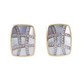 Asch Grossbardt MOP Inlay Diamond Gold Earrings