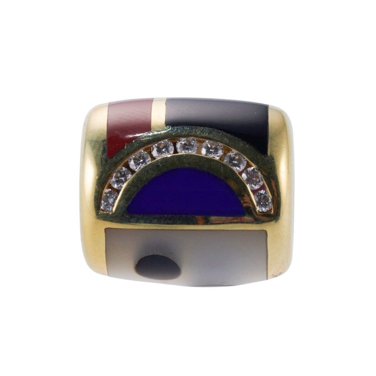 Asch Grossbardt Gemstone Inlay Diamond Barrel Slide Pendant