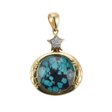 Asch Grossbardt Turquoise Crystal Diamond Gold Pendant
