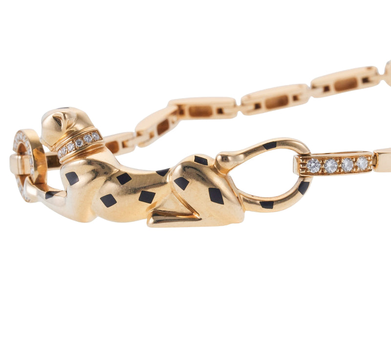 Panthere de Cartier Diamond Enamel Gold Bracelet