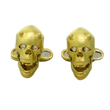 Deakin & Francis Diamond Eye Gold Devil Skull Cufflinks - Oak Gem