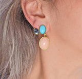 Tiffany & Co Picasso Coral Turquoise Hematite Gold Earrings - Oak Gem