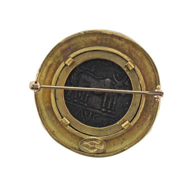 Elizabeth Locke Ancient Coin Gold Brooch - Oak Gem