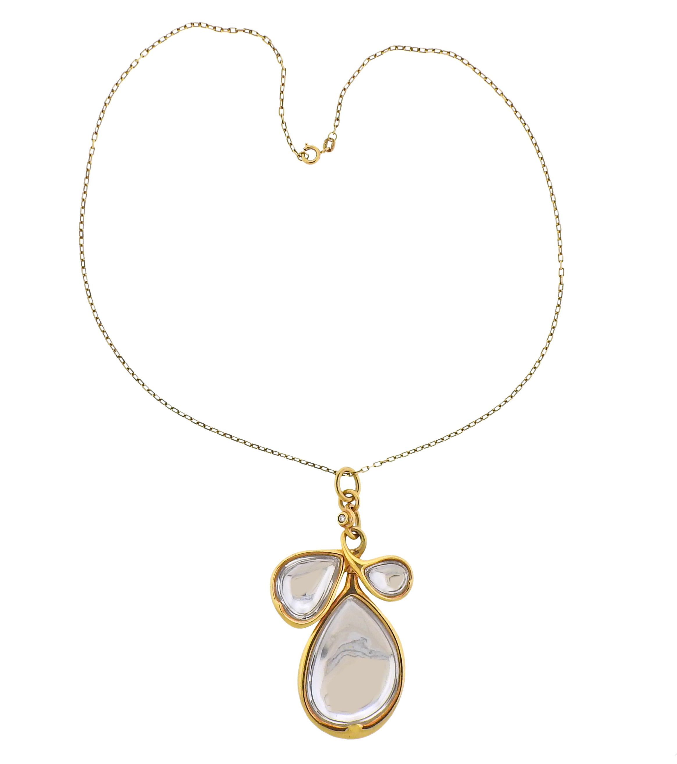 H. Stern DVF Truth Love Freedom Gold Diamond Crystal Necklace - Oak Gem