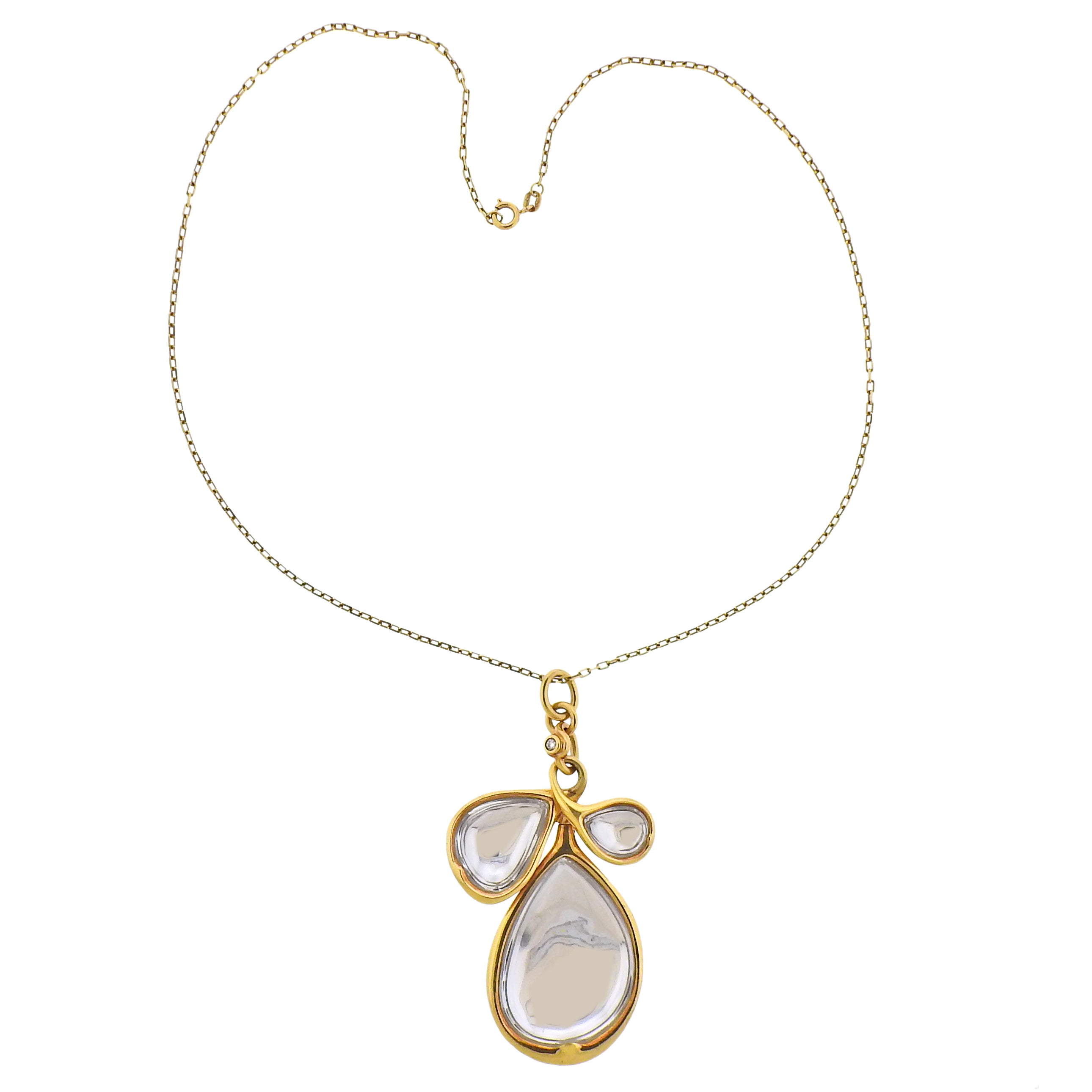 H. Stern DVF Truth Love Freedom Gold Diamond Crystal Necklace - Oak Gem